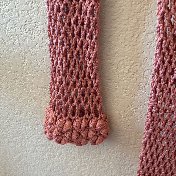 Ayni Pink Coral Crochet Knit Long Sleeve Maxi Dress Resort Swims Cover Up NWOT - Picture 8 of 13